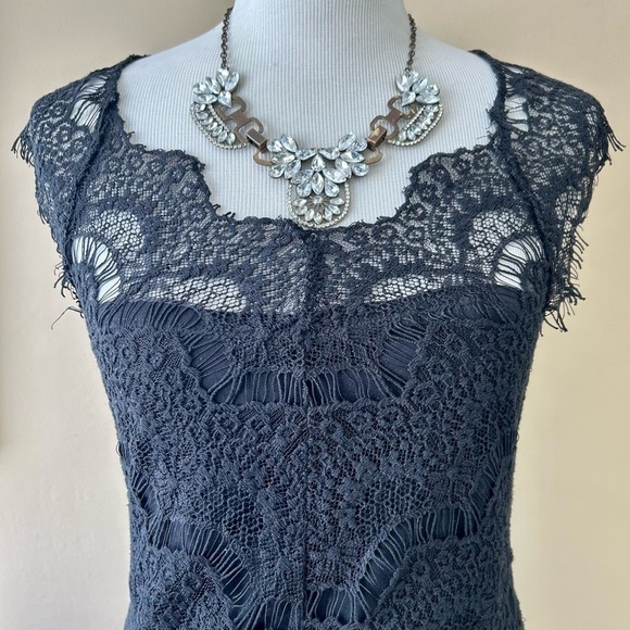 Free People Intimately Peek-A-Boo Slip Dress Black Lace Illusion Size Medium - Picture 4 of 16